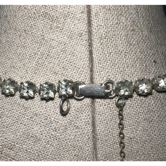 VINTAGE WEISS SIGNED LIGHT BLUE RHINESTONE NECKLACE 15” And BRACELET - Picture 3 of 6